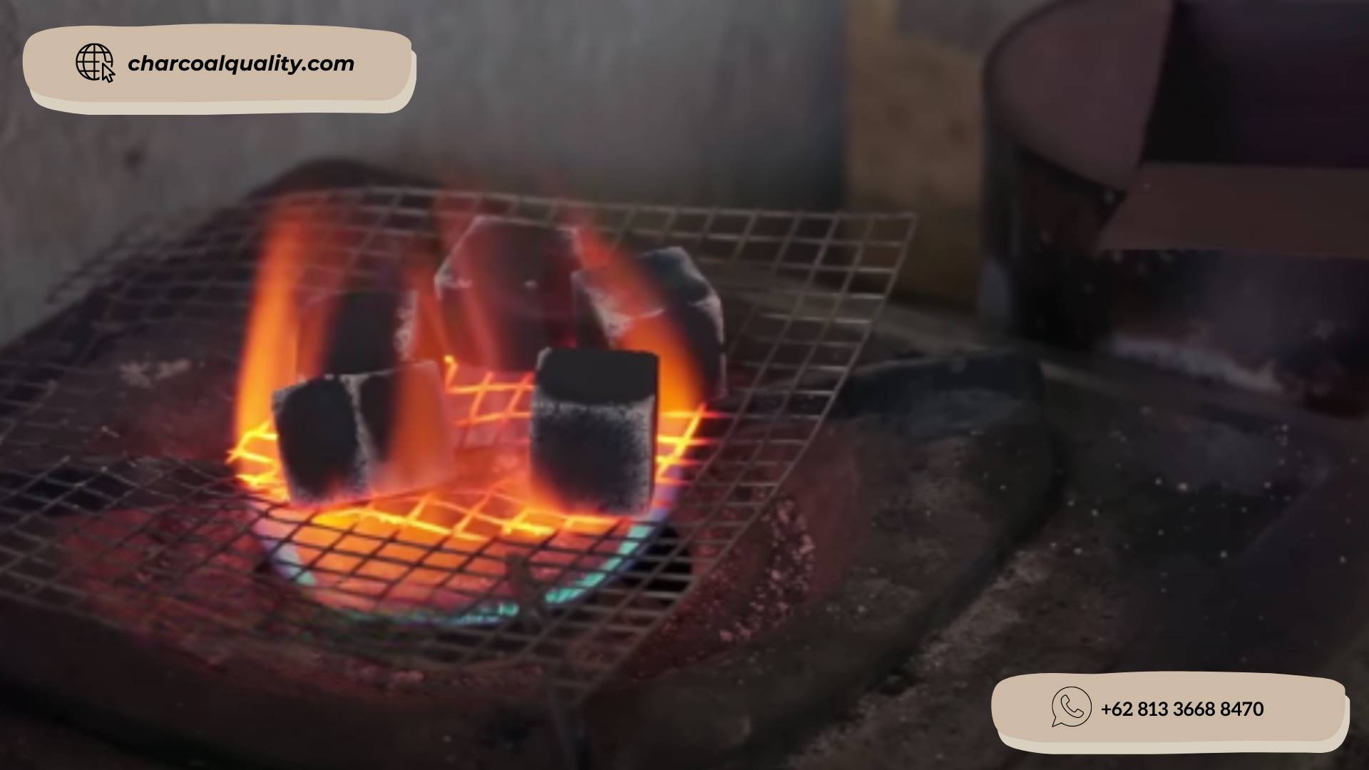 Indonesian coconut charcoal briquettes